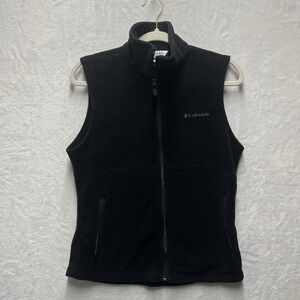 Columbia Fleece Vest Womens Small Black Basic Fall Winter Outdoors Hiking